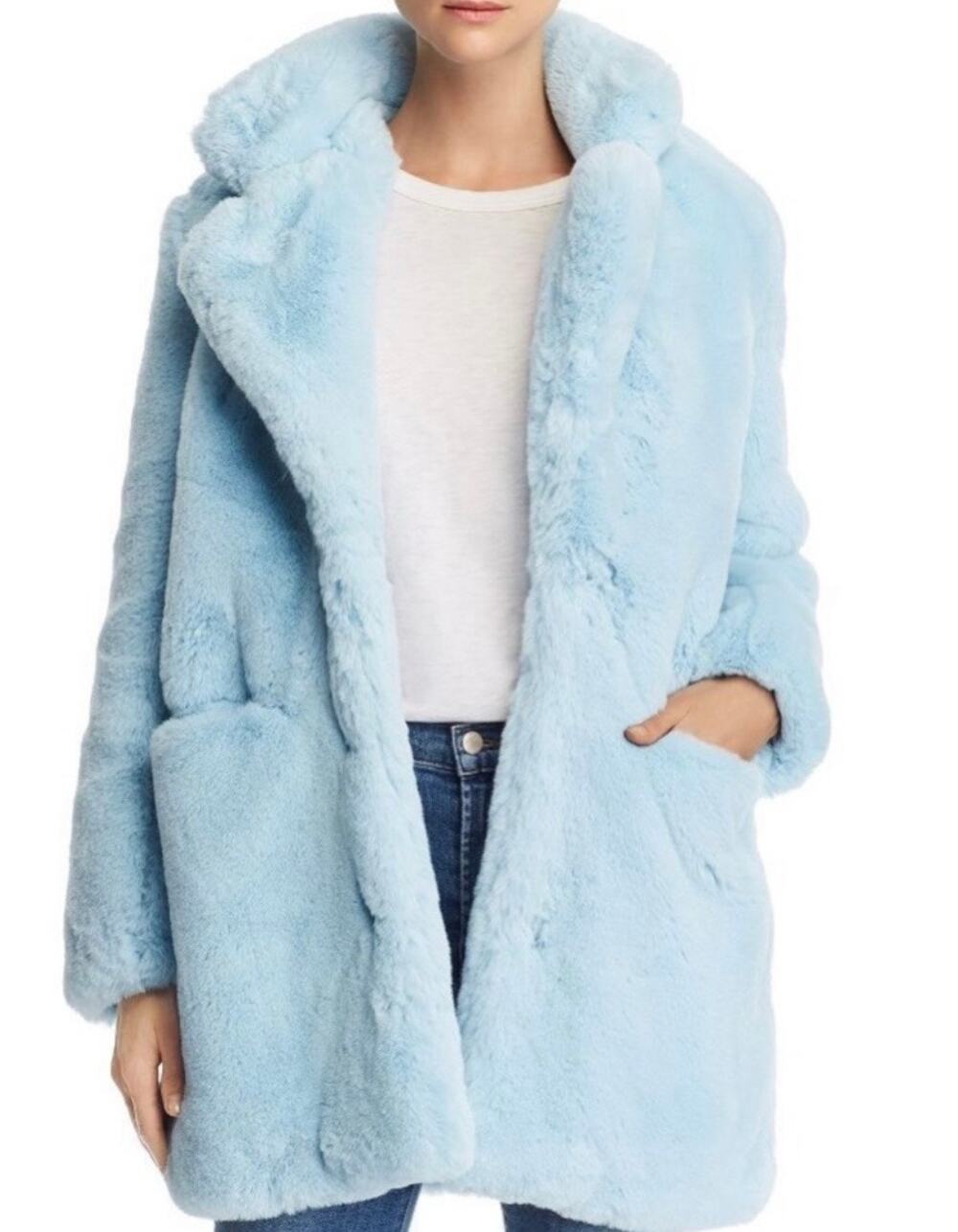 Apparis Faux Fur Sophie Coat Light Blue Size S